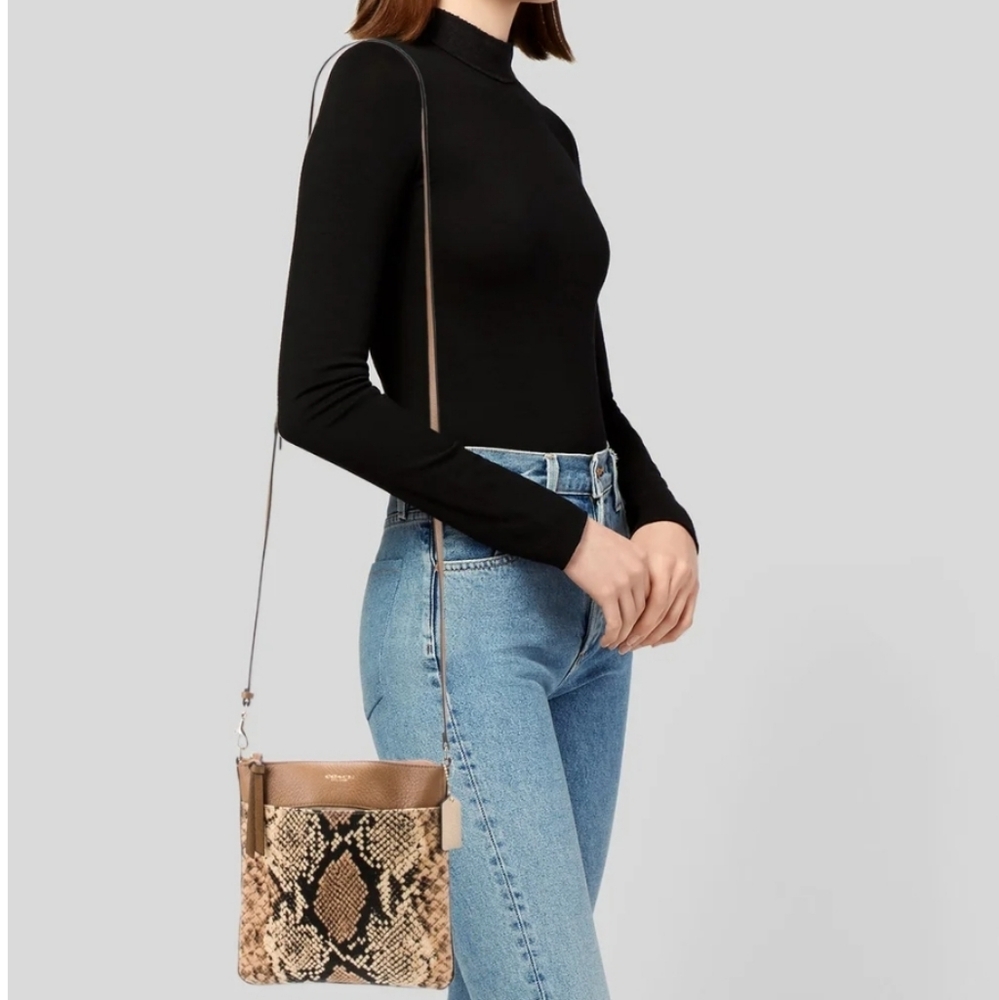 Coach Crossbody Bag Brown and Black Snake Print Crossbody Bag